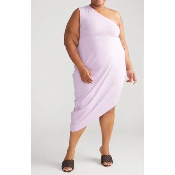 Universal Standard Lilac Geneva Dress Stretch Pima One-Shoulder Medium 18/20 - Picture 1 of 16